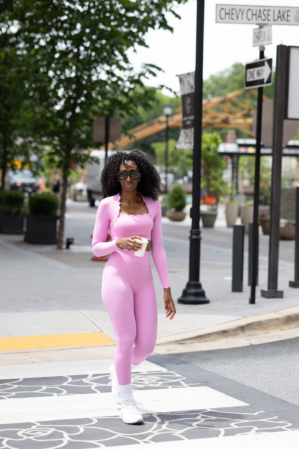 Peony scalloped activewear set