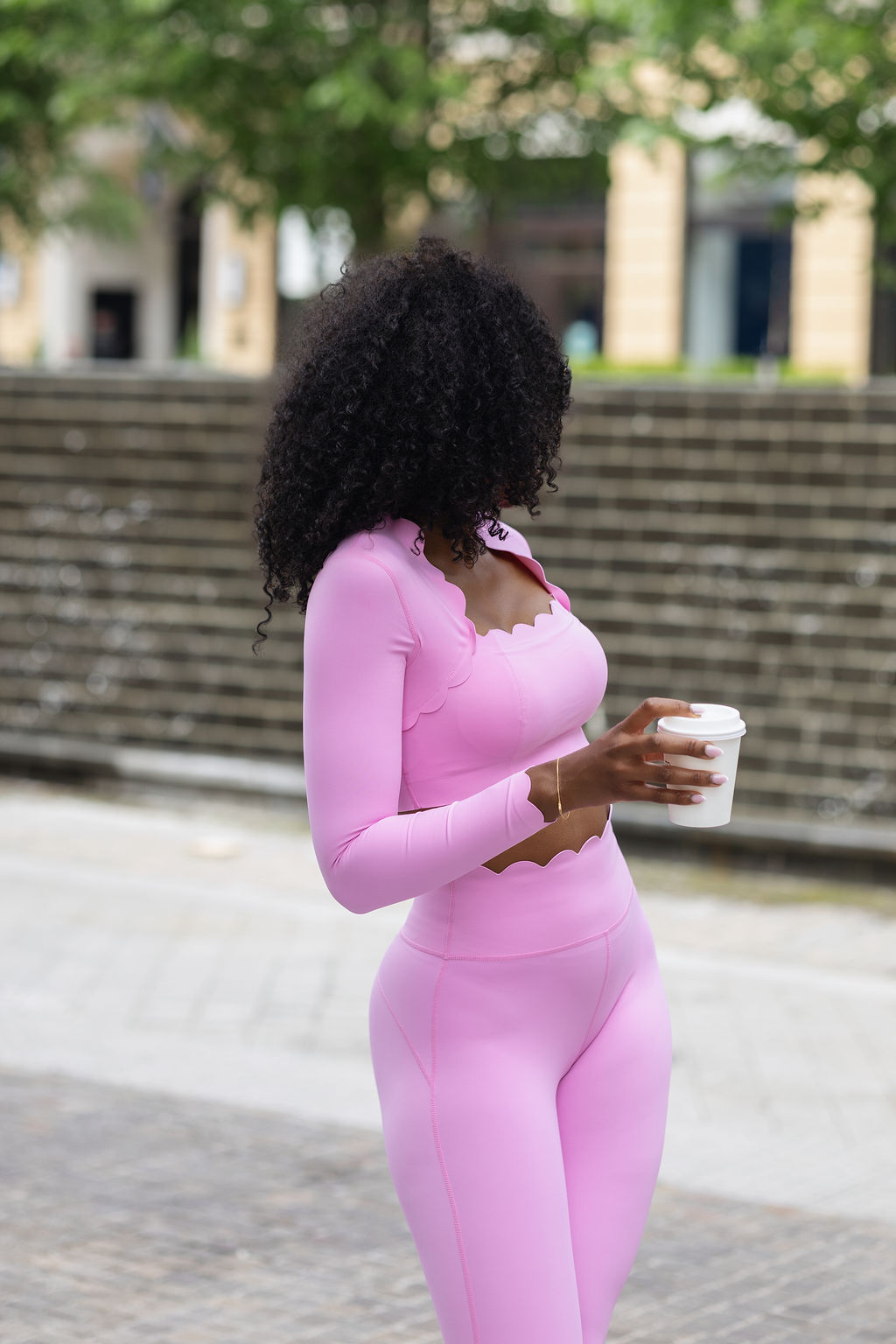 Peony scalloped activewear set
